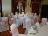 White Chair Cover Pink Taffeta Sash